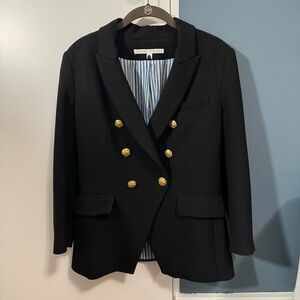 Veronica Beard Black Dickey Blazer with Gold Buttons, 6